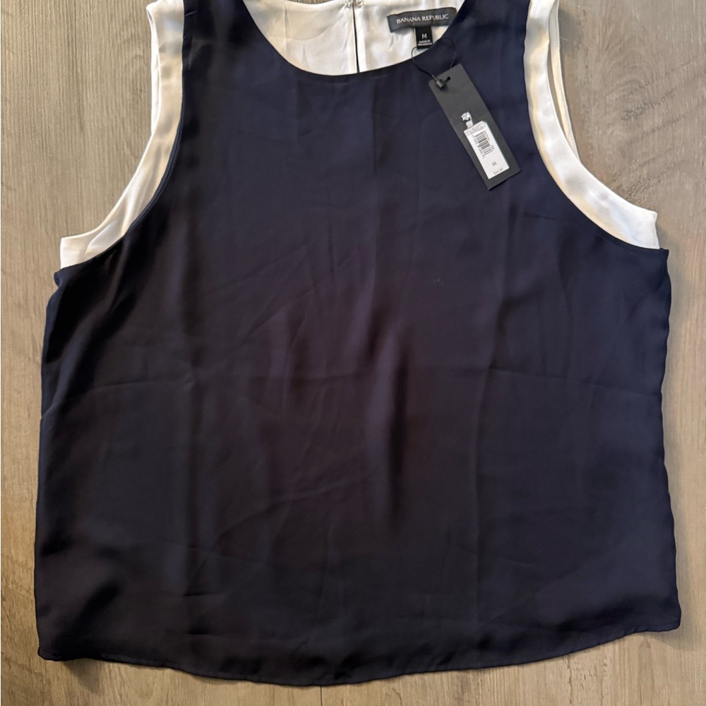 Banana Republic Navy and White Tank Top